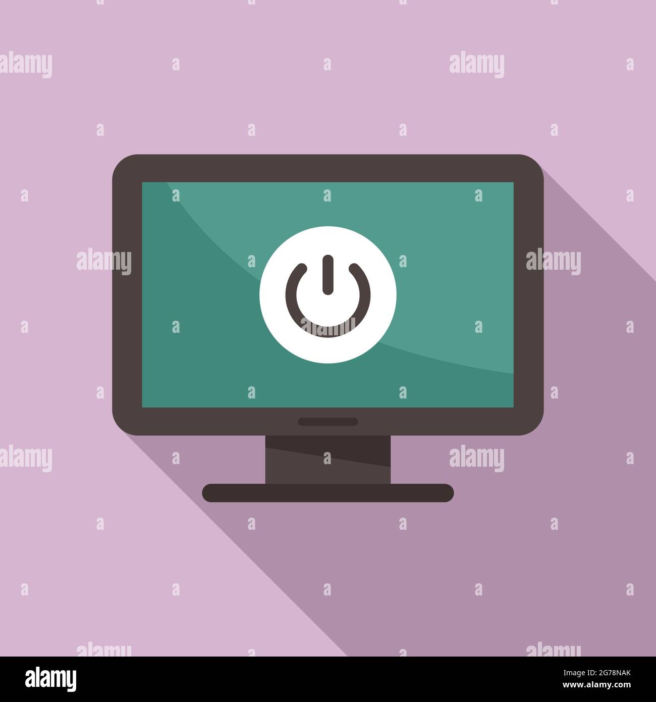 Disattivare il vettore piatto delle icone del pc. Pulsante computer. Spegnere il pc Illustrazione Vettoriale