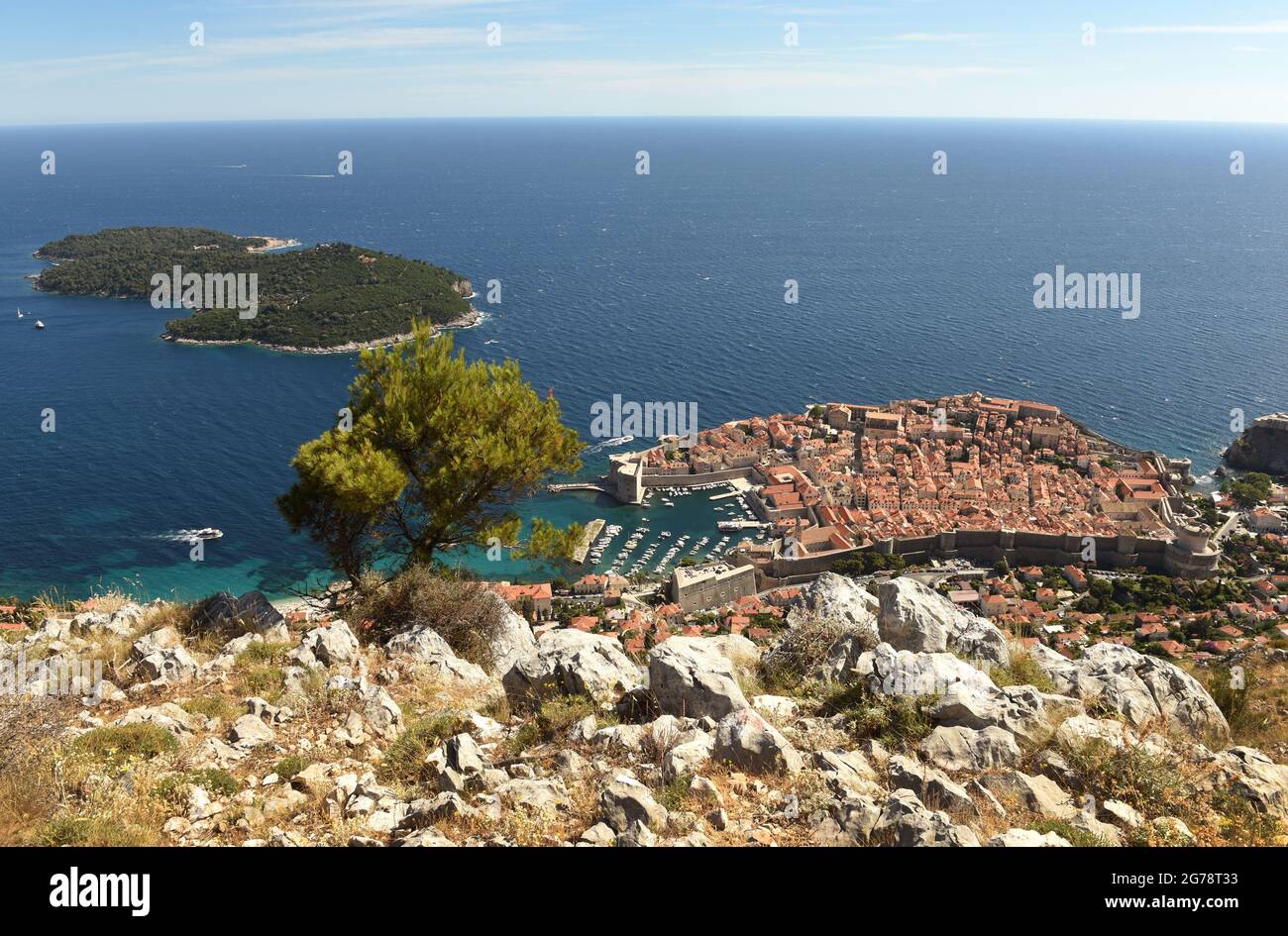 Dubrovnik Città Vecchia Panorama, Croazia Foto Stock
