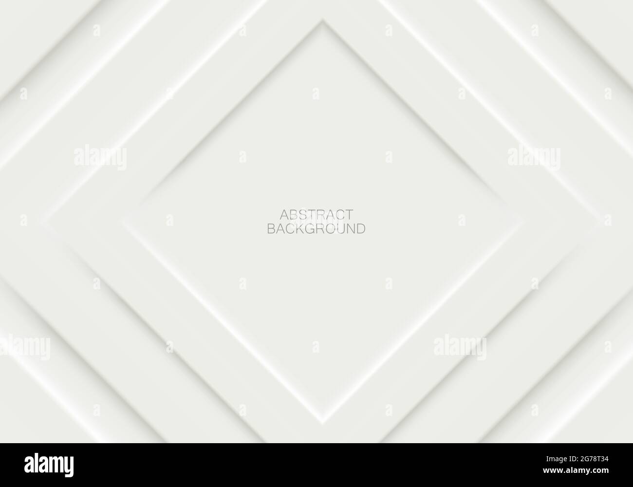 Design futuristico e morbido di elementi di forma quadrata. Sfondo bianco minimalista. Sfondo vettoriale astratto per banner, poster, volantino Illustrazione Vettoriale