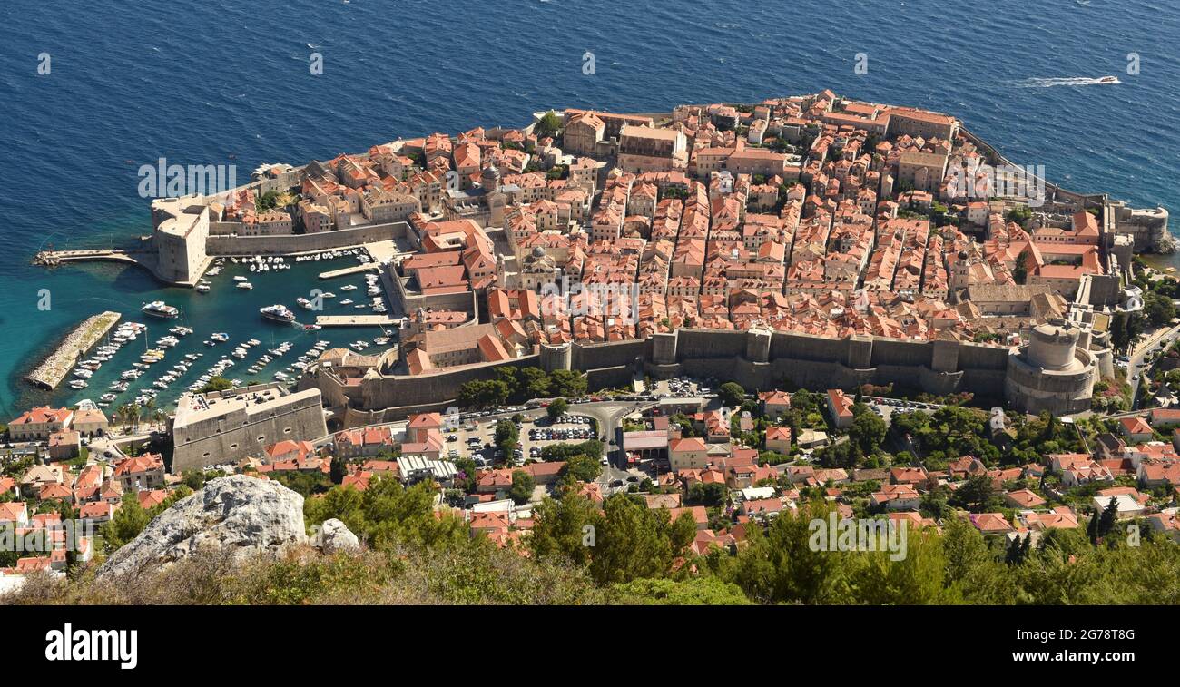 Dubrovnik Città Vecchia Panorama, Croazia Foto Stock