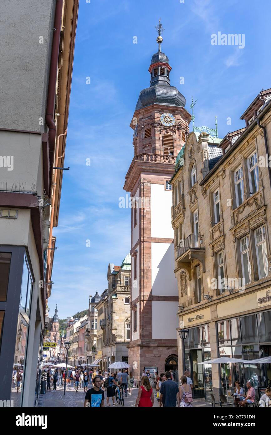Europa, Germania, Baden-Wuerttemberg, Heidelberg, scena di strada nella zona pedonale del centro storico di Heidelberg Foto Stock