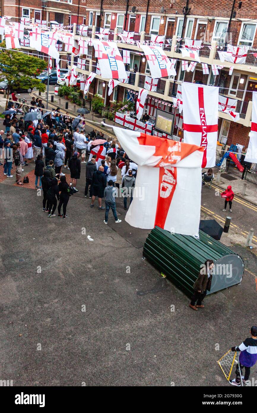 Londra, Inghilterra. 11 Jul 2021. Kirby Estate durante l'Inghilterra contro l'Italia. Credit: Stefan Weil/Alamy Live News Foto Stock