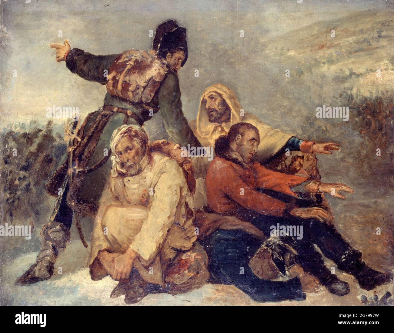 Quatre soldats de l'armée en déroute. Museo: Musée de la vie romantique, Parigi. Autore: ARY SCHEFFER. Foto Stock