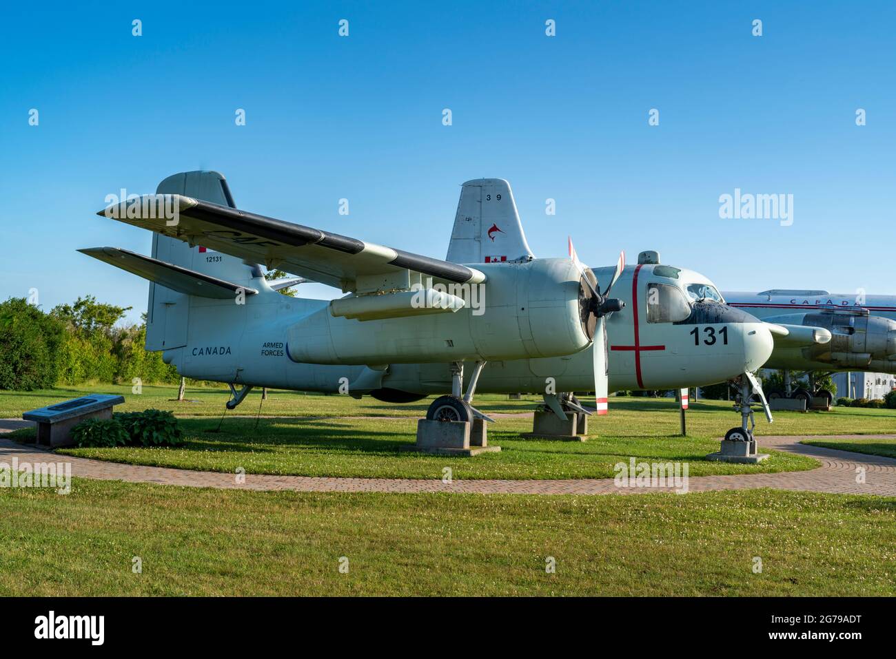 De Havilland (Grumman) CP-121 Tracker presso l'Air Force Heritage Park a Summerside, Prince Edward Island, Canada. Foto Stock