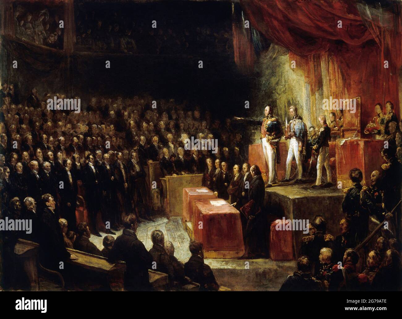 Louis-Philippe fa giuramento sulla costituzione davanti alle camere il 9 agosto 1830. Museo: Musée Carnavalet, Parigi. Autore: ARY SCHEFFER. Foto Stock