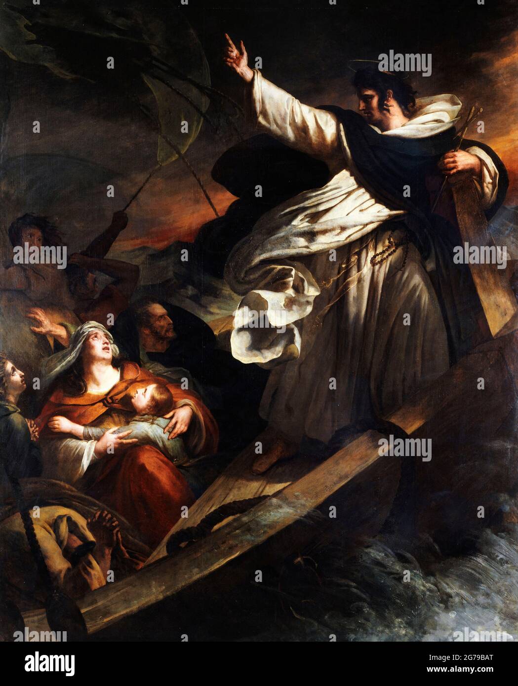 San Tommaso d'Aquino predica la fiducia in Dio durante la tempesta. Museo: Petit Palais, Musée des Beaux-Arts de la Ville de Paris. Autore: ARY SCHEFFER. Foto Stock