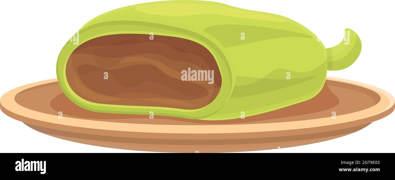 Vettore cartoon icona rotolo vegetale. Involtino di pollo. Cibo vegetale Illustrazione Vettoriale