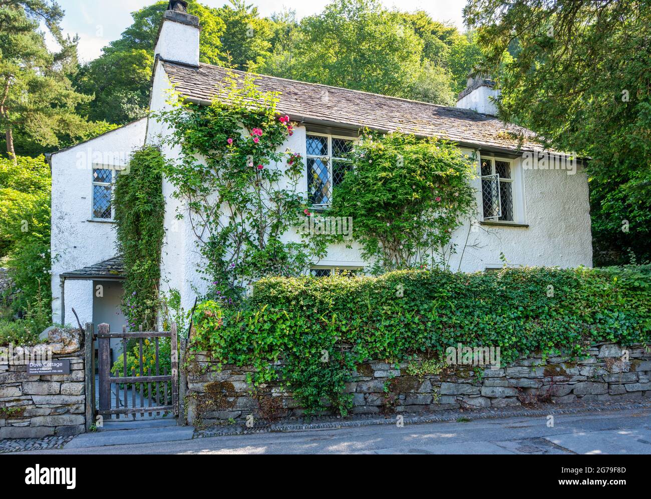 Colomba Cottage la casa di William e Wordsworth e sua sorella Dorothy a Grasmere nel Distretto Inglese del Lago Regno Unito Foto Stock