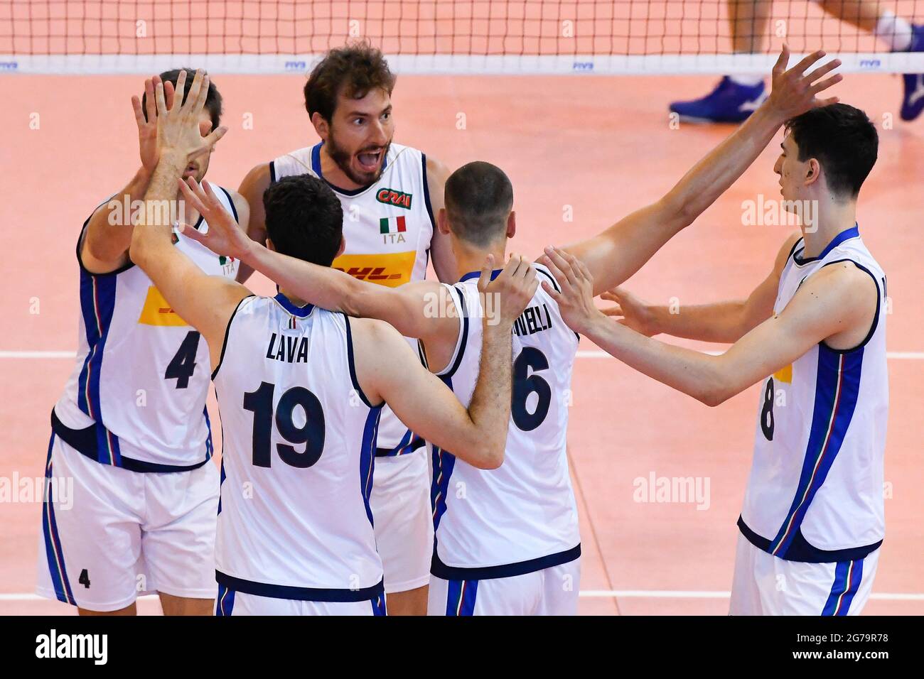 Cisterna di Latina, Italia. 11 Luglio 2021. Italia vs Argentina durante il Test Match Volley prima di partire per i Giochi Olimpici di Tokyo al Palazzetto dello Sport (Cisterna di Latina). (Foto di Domenico Cippitelli/Pacific Press) Credit: Pacific Press Media Production Corp./Alamy Live News Foto Stock