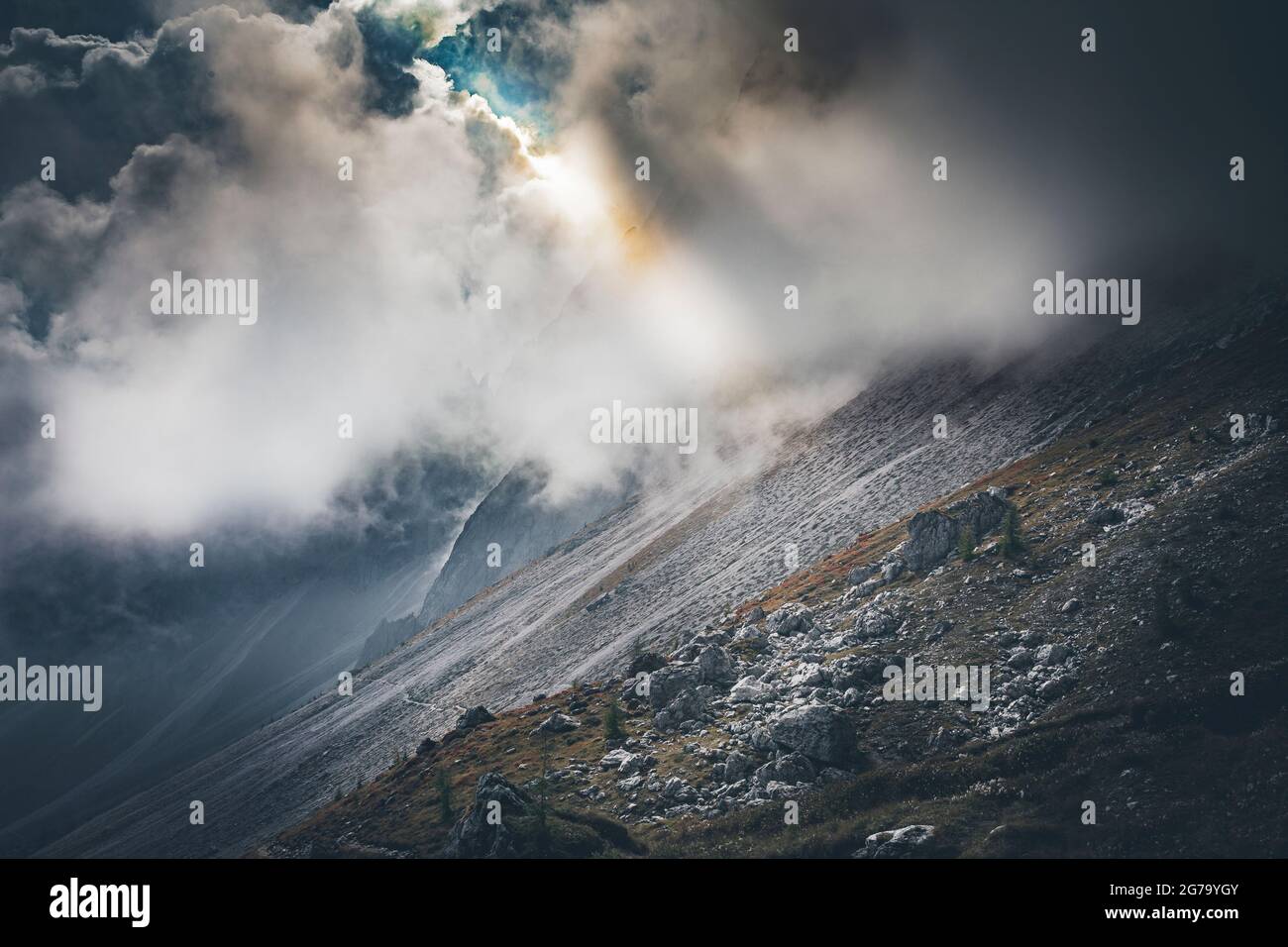 Götterdämmerung nelle Dolomiti Foto Stock
