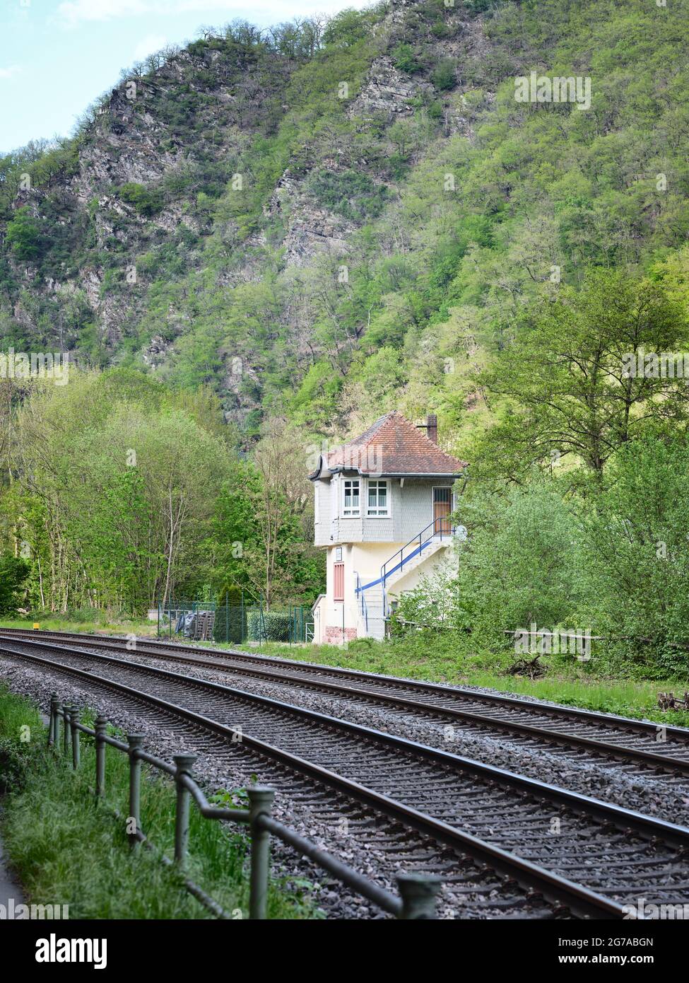 Una misteriosa stazione ferroviaria di Bad EMS in Renania-Palatinato Foto Stock