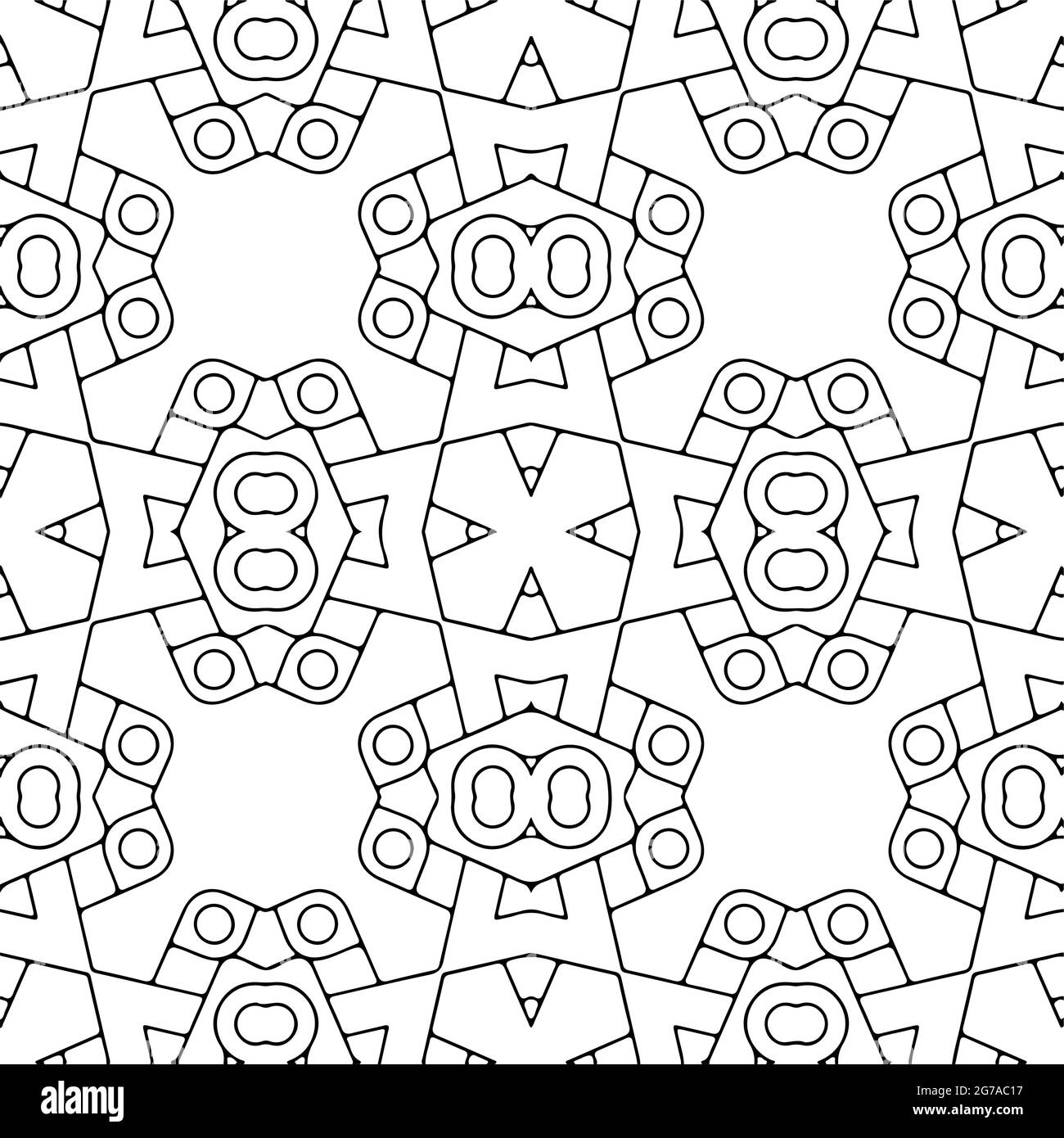 Pattern vettoriale senza giunture in stile ornamentale geometrico. Motivo in bianco e nero. Illustrazione Vettoriale