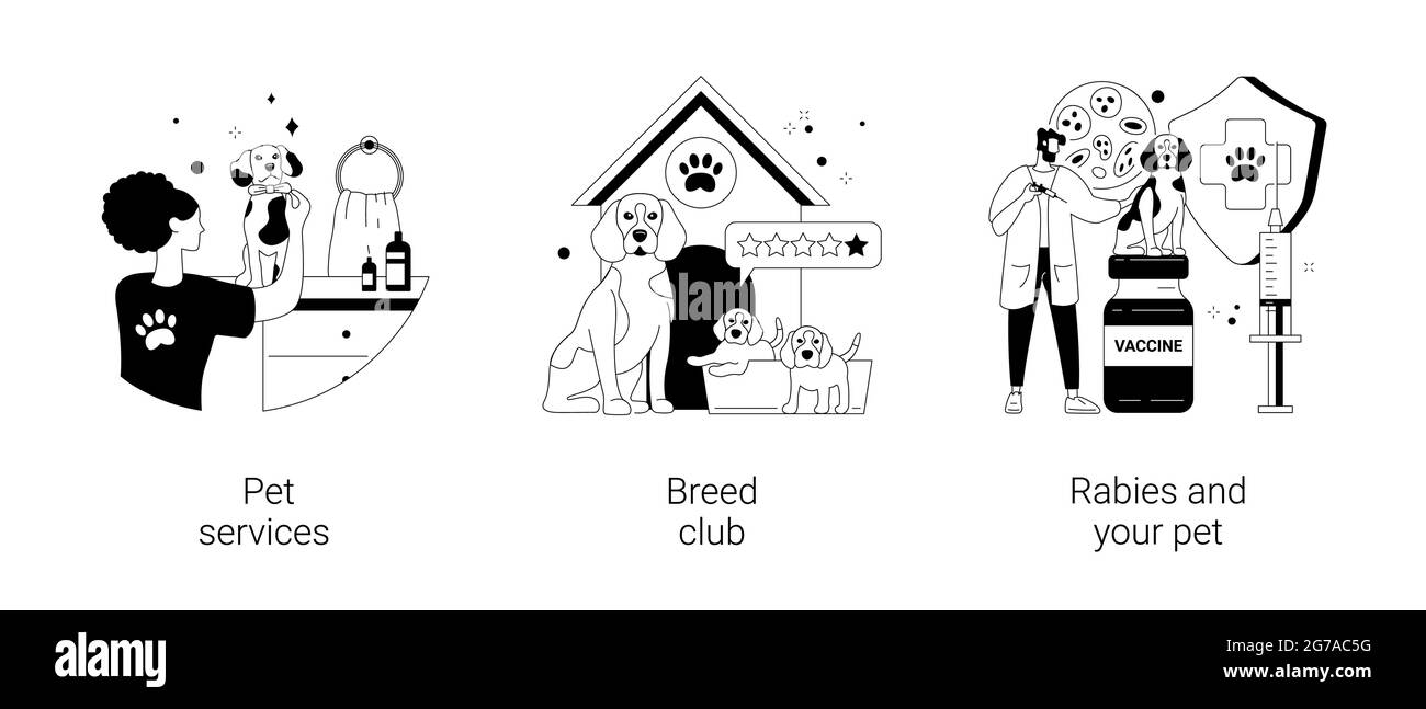 Illustrazioni vettoriali astratte sui servizi di cura degli animali. Illustrazione Vettoriale