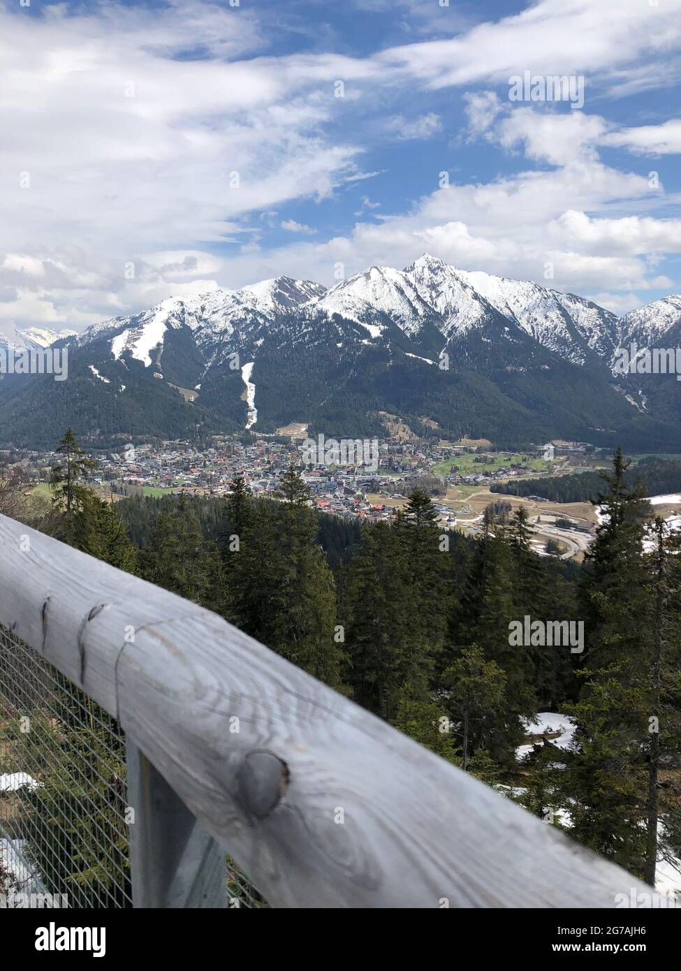 Piattaforma di osservazione, Brunschkopf, Seefeld in Tirol, natura, Monti Karwendel, Seefelder Joch, Seefelder Spitze, Reither Spitze, Tirolo, Austria Foto Stock