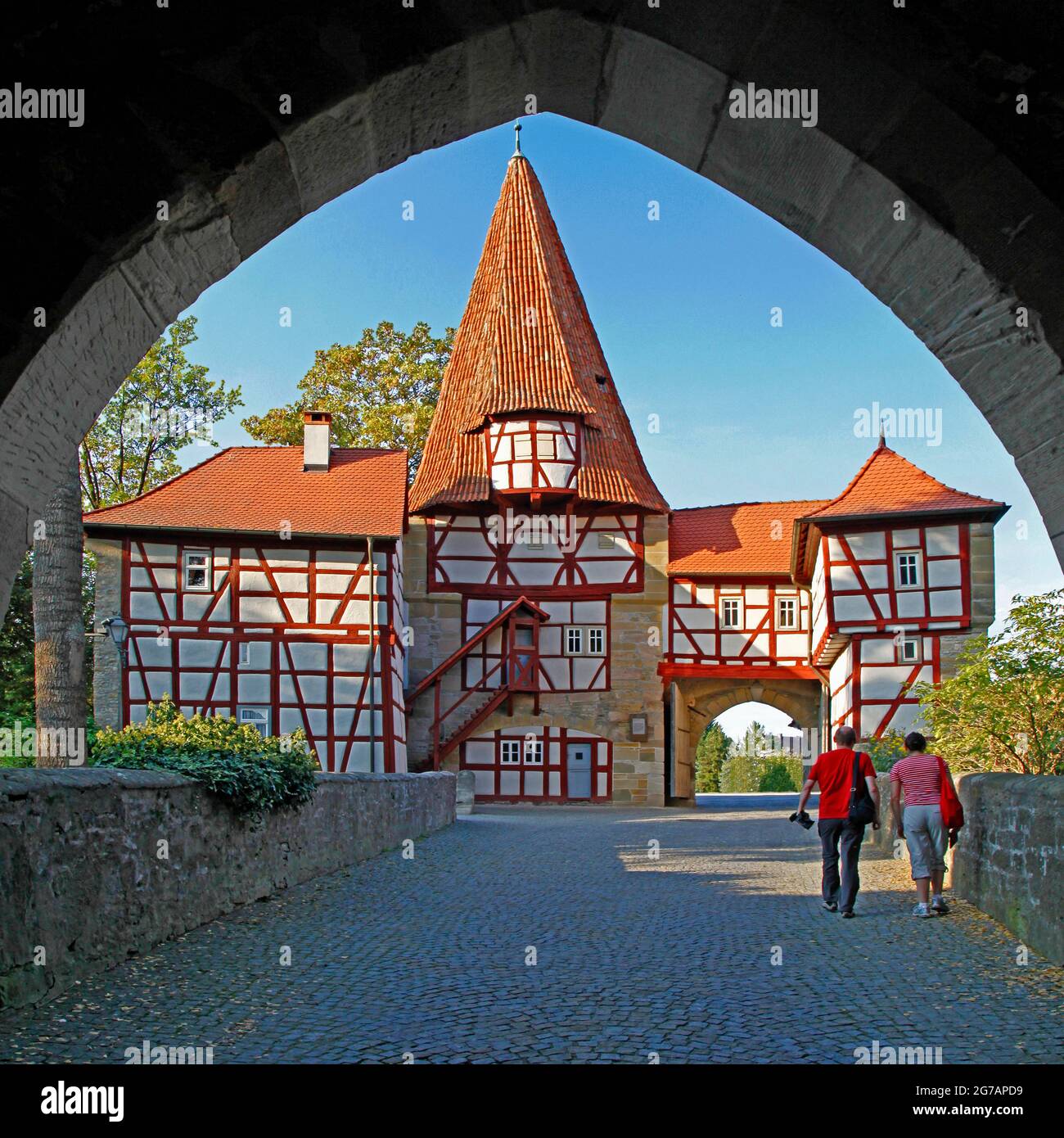 Rödelseer Tor, lato sud, Paar, Iphofen, bassa Franconia, Baviera, Germania Foto Stock