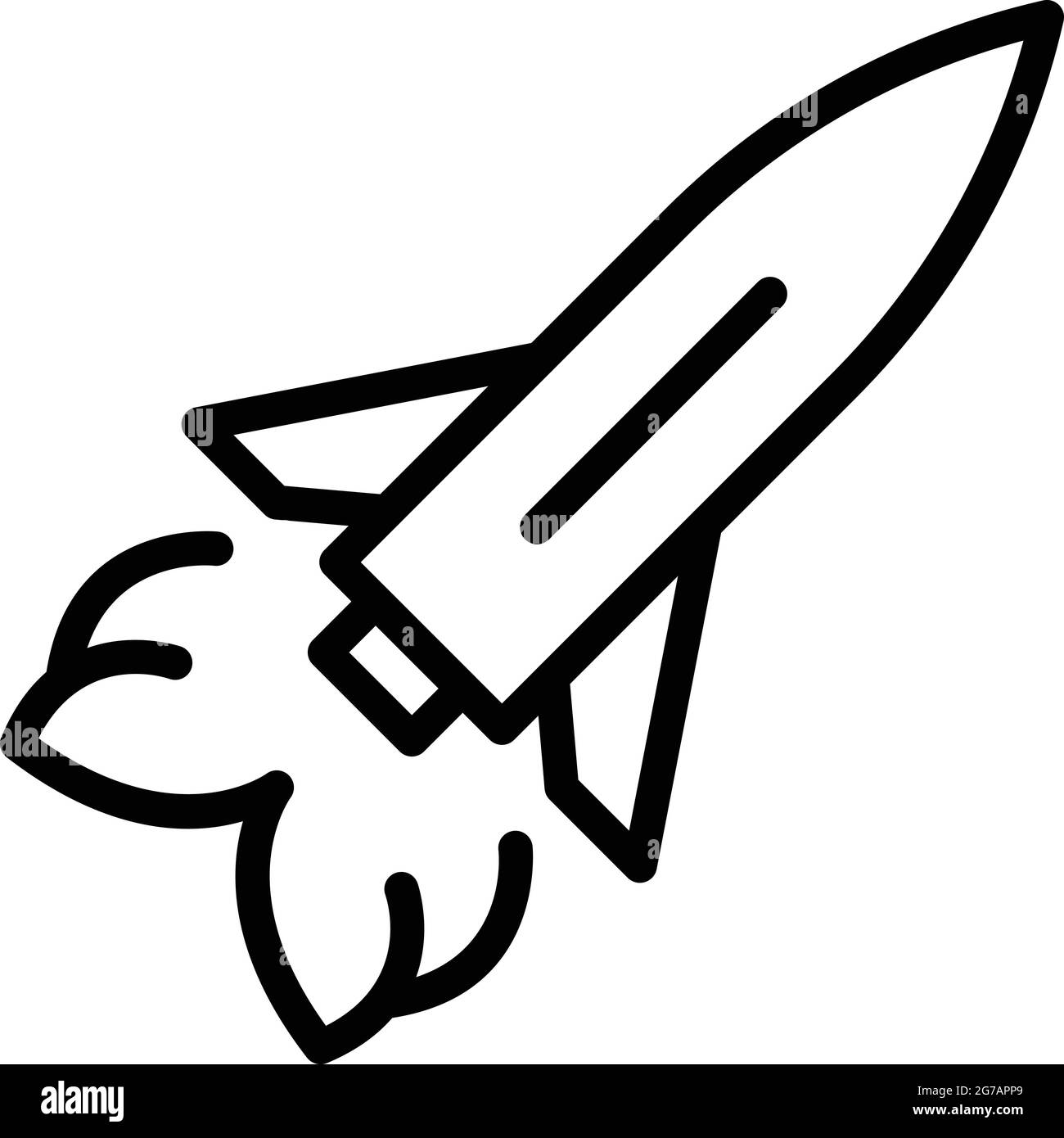 Vettore di contorno dell'icona di lancio dell'astronave. Razzo spaziale. Avvio a navetta Illustrazione Vettoriale