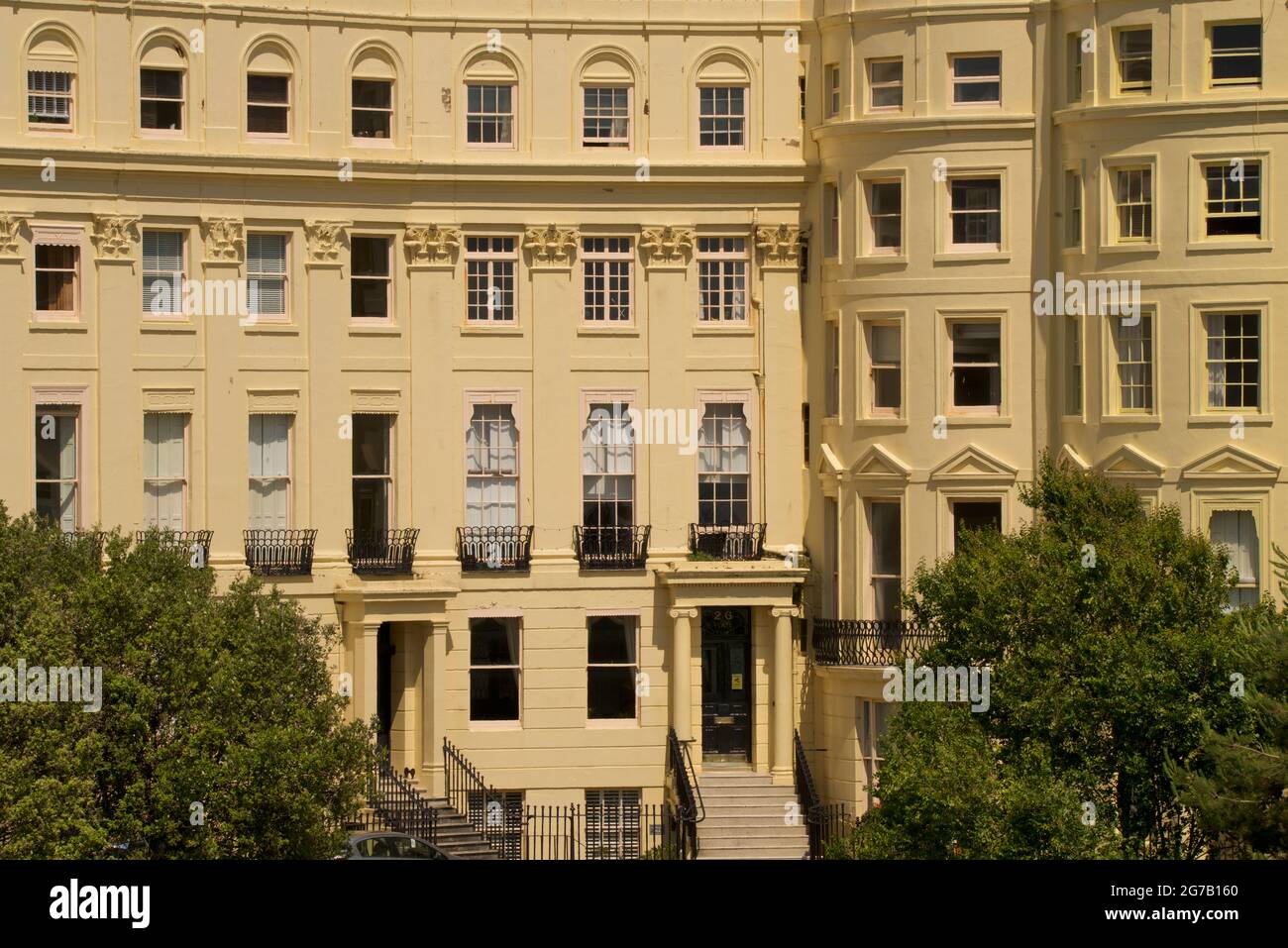 Brunswick Square Hove East Sussex Inghilterra facciate dell'angolo nord-orientale. Regency periodo Grade i edifici elencati architettura Foto Stock