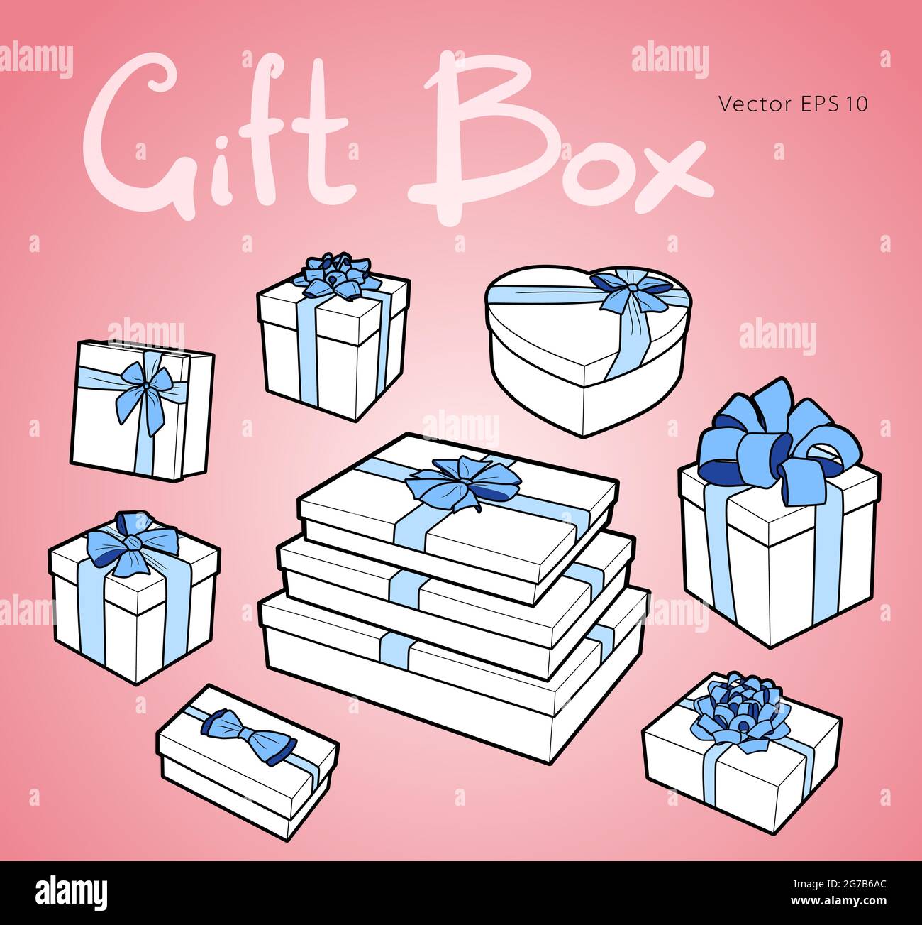 Collezione di scatole regalo vettoriali con archi e nastri illustrazione grafica della linea vettoriale Illustrazione Vettoriale