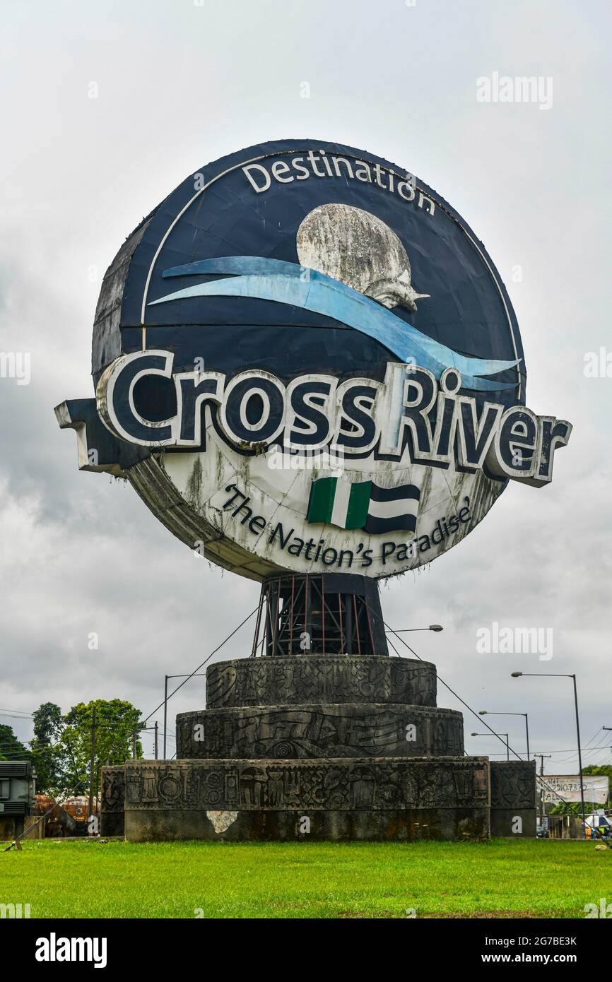 Attraversa il fiume stato monumento, Calabar, delta del Niger, Nigeria Foto Stock