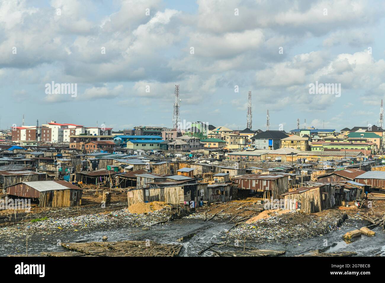 Maokokoko mercato galleggiante Lagos, Nigeria Foto Stock