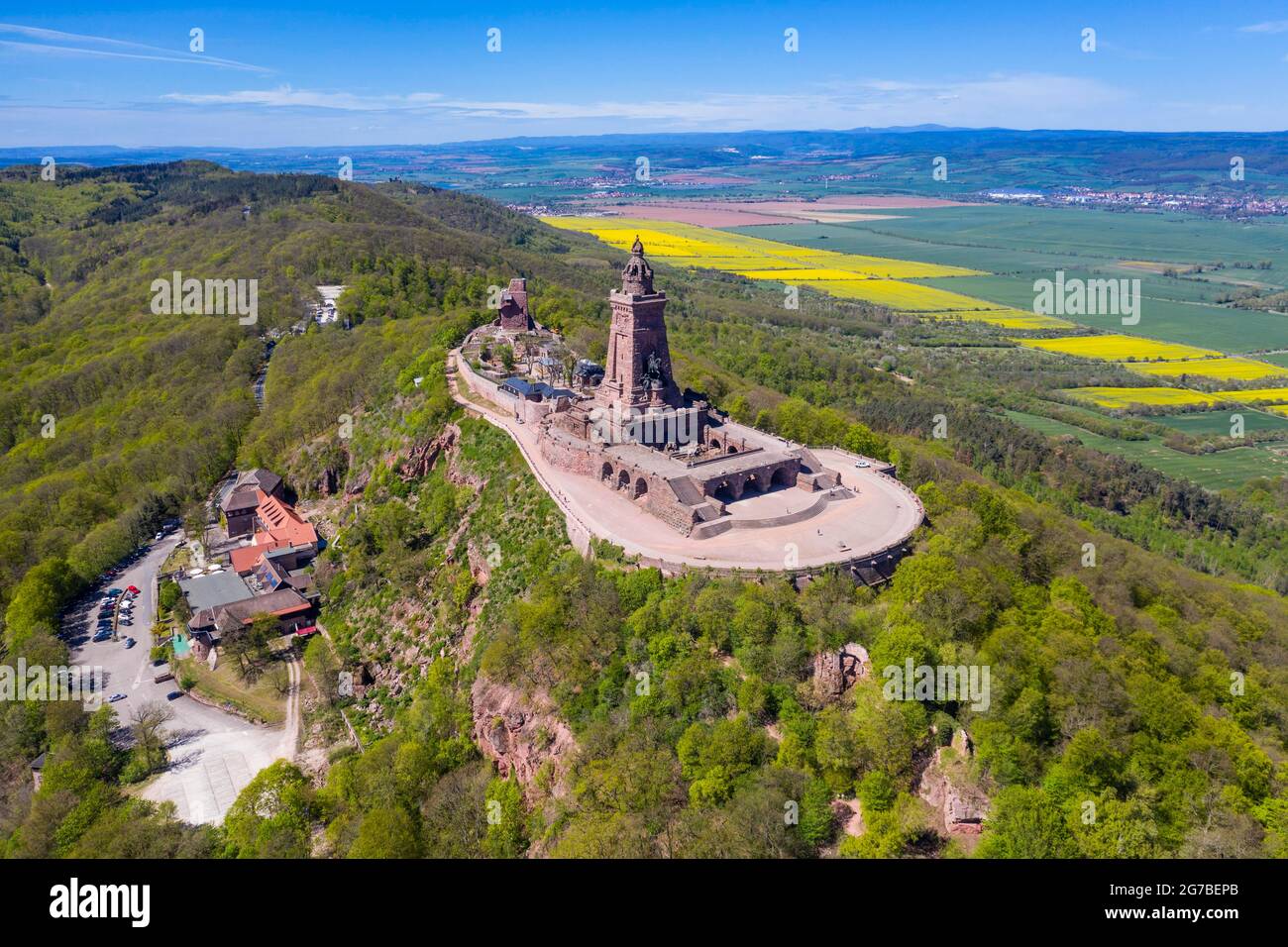 Aereo del monumento Kyffhaeuser, monumento Barbarossa, Turingia, Germania Foto Stock