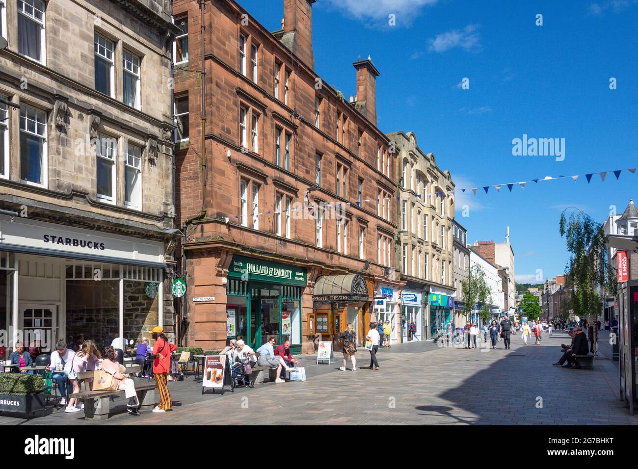 High Street pedonale, Perth, Perth e Kinross, Scozia, Regno Unito Foto Stock
