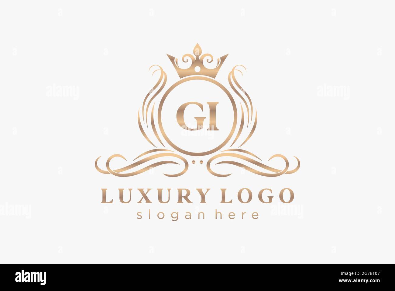 Modello GI Letter Royal Luxury Logo in arte vettoriale per Ristorante, Royalty, Boutique, Cafe, Hotel, Araldica, Gioielli, Moda e altri vettori illustratore Illustrazione Vettoriale