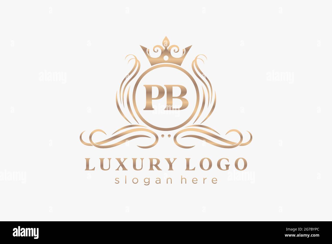Modello del logo PB Letter Royal Luxury in Vector Art per ristoranti, Royalty, Boutique, caffè, hotel, Araldica, Gioielli, Moda e altri vettori illustratore Illustrazione Vettoriale