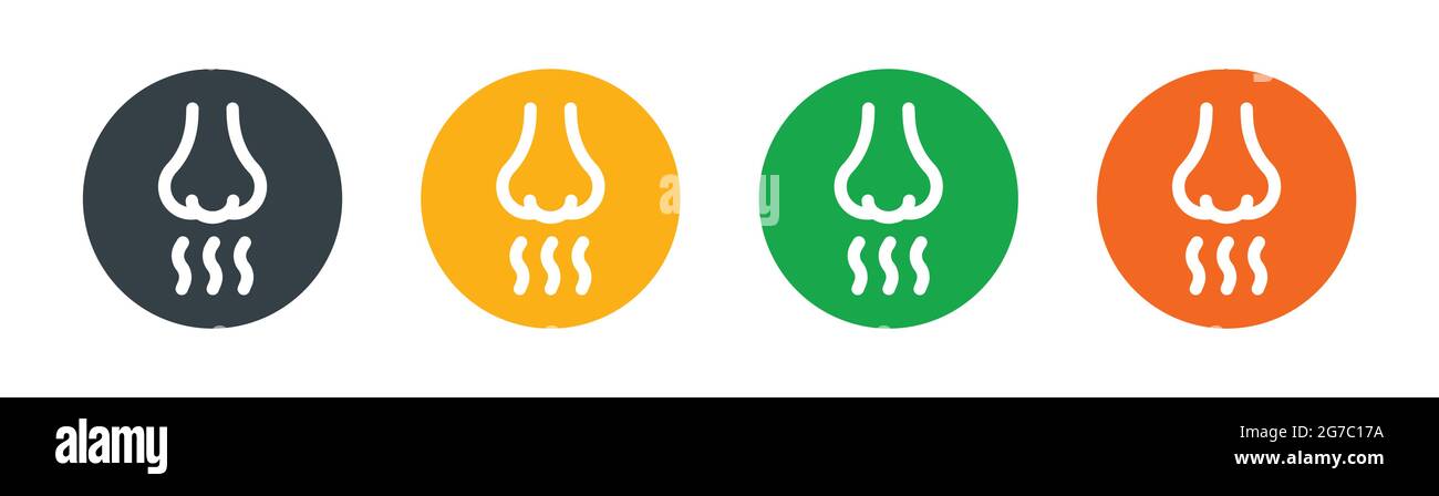 Immagine vettoriale dell'icona di odore. Simbolo di olfaction, concetto di senso dell'olfatto. Illustrazione Vettoriale