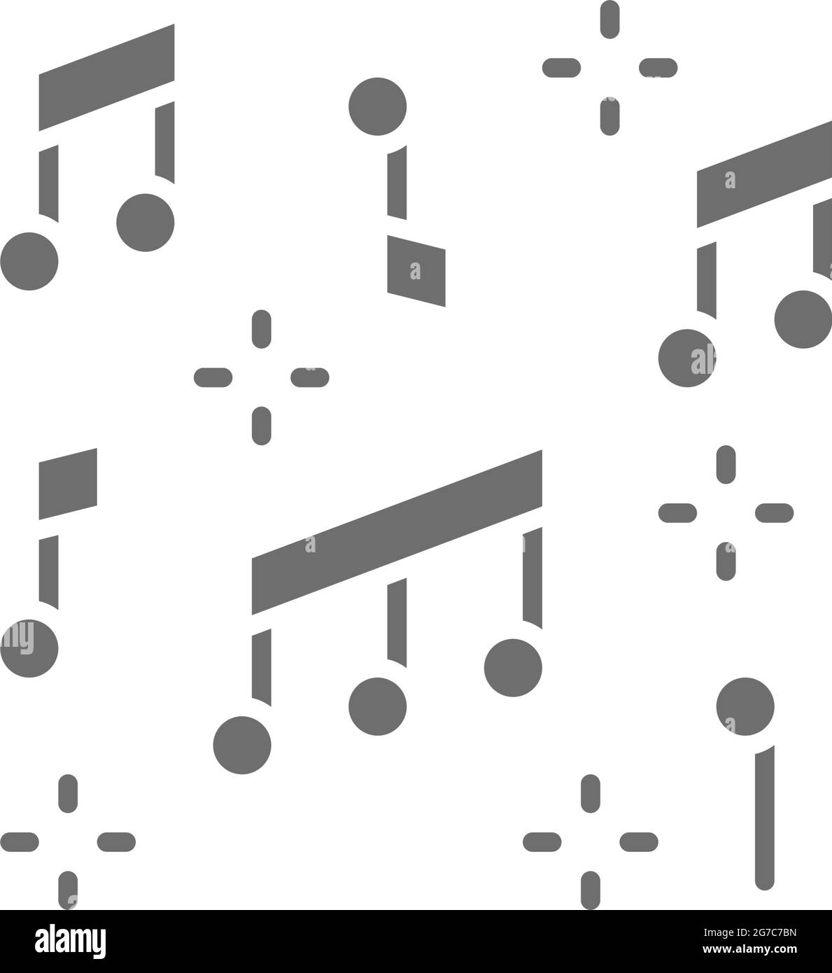 Icona grigia delle note musicali vettoriali. Isolato su sfondo bianco Illustrazione Vettoriale