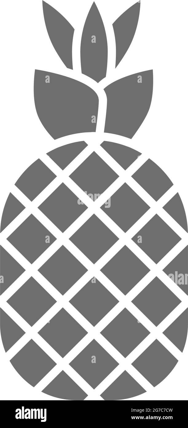 Vettore ananas, frutta icona grigio. Isolato su sfondo bianco Illustrazione Vettoriale