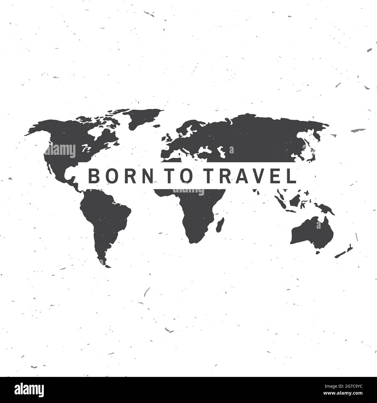 Logo Born to Travel. Citazioni ispirate ai viaggi con silhouette della mappa. Vettore. Motivazione per la tipografia di poster di viaggio. Illustrazione Vettoriale
