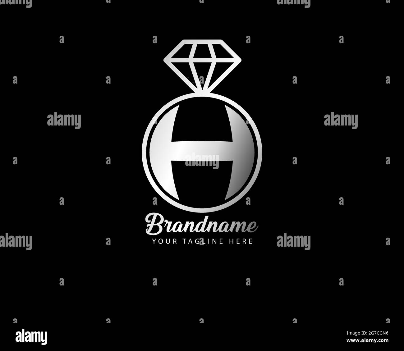 Initial Letter H Jewellery Logo design può essere utilizzato come segno, icona o simbolo, vettore a strati completi e facile da modificare e personalizzare dimensioni e colore, compatibile Illustrazione Vettoriale