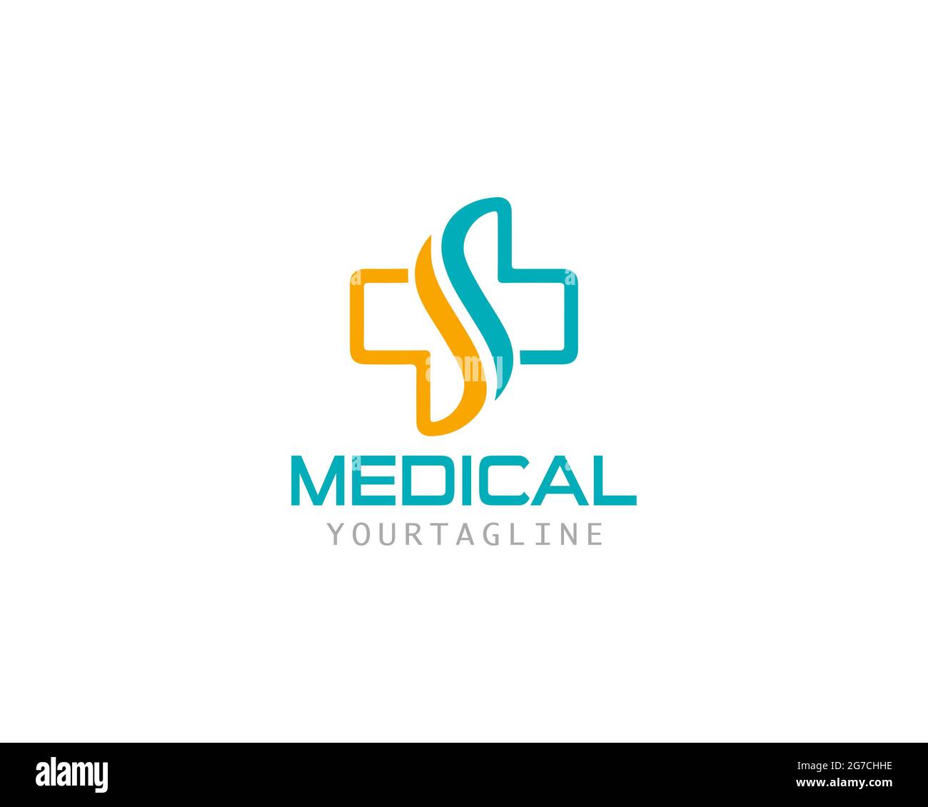 La lettera iniziale S più il logo medico può essere utilizzato come segno, icona o simbolo, vettore a strati completi e facile da modificare e personalizzare dimensioni e colore, comp Illustrazione Vettoriale