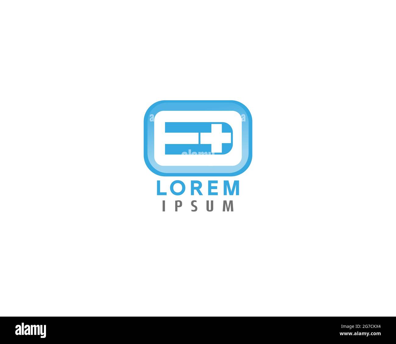 Il logo medico Letter e Plus può essere utilizzato come segno, icona o simbolo, vettore a livelli completi e facile da modificare e personalizzare dimensioni e colori, compatibile con w Illustrazione Vettoriale