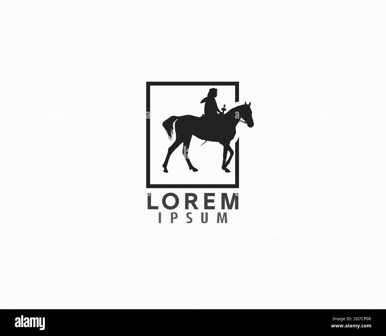 il design del logo del cavallo da equitazione può essere utilizzato come segno, icona o simbolo, vettore a strati completi e facile da modificare e personalizzare dimensioni e colori, compatibile con gli almos Illustrazione Vettoriale