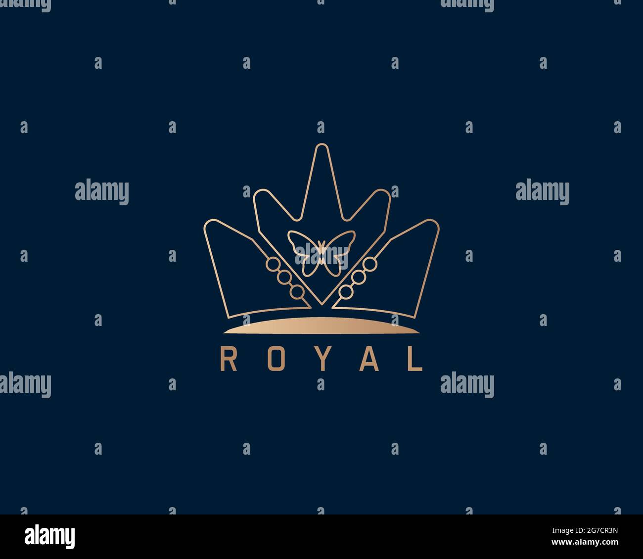 il logo crown royal golden può essere utilizzato come segno, icona o simbolo, vettore a strati completi e facile da modificare e personalizzare dimensioni e colori, compatibile con Illustrazione Vettoriale