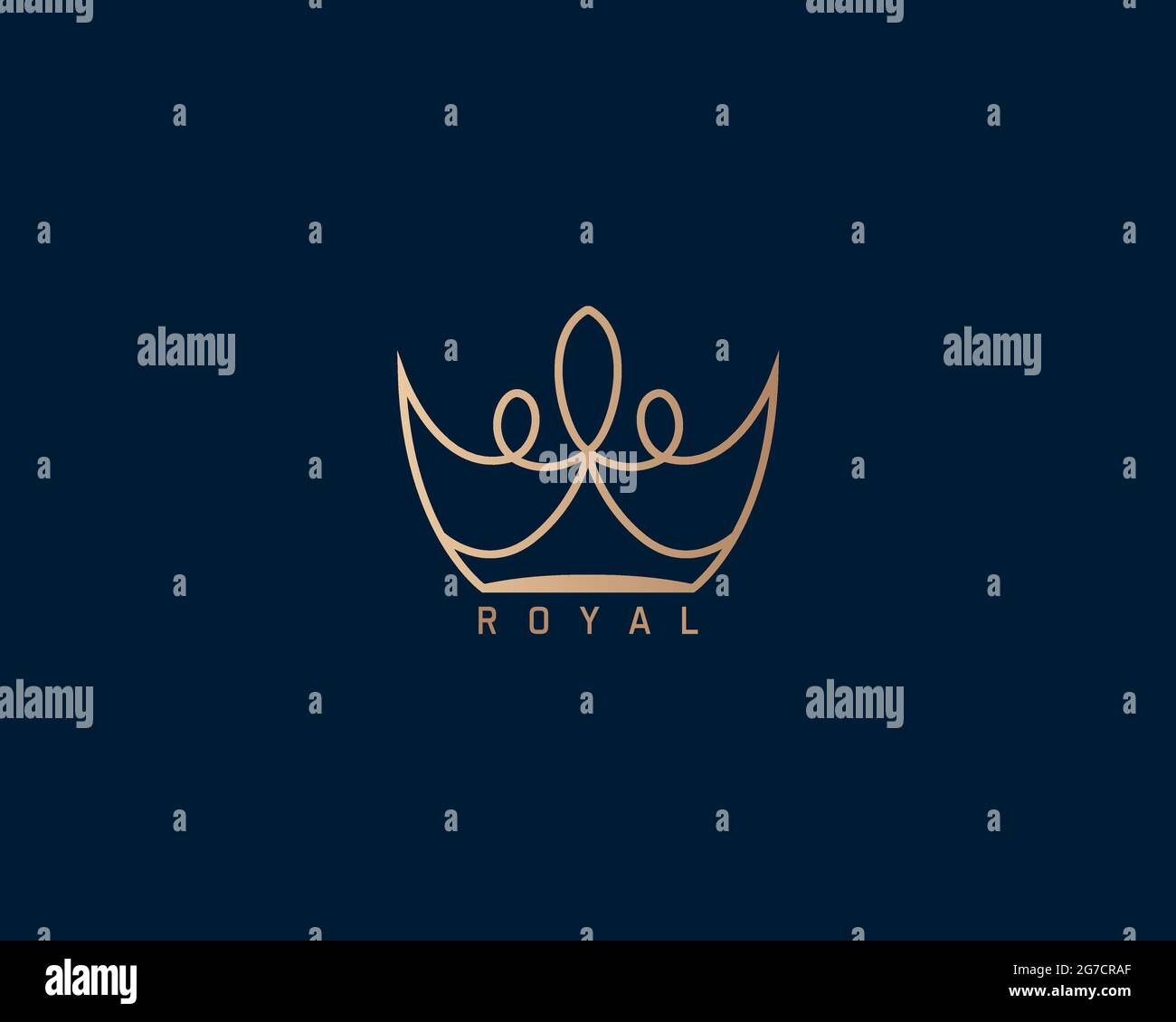 il logo crown royal golden può essere utilizzato come segno, icona o simbolo, vettore a strati completi e facile da modificare e personalizzare dimensioni e colori, compatibile con Illustrazione Vettoriale