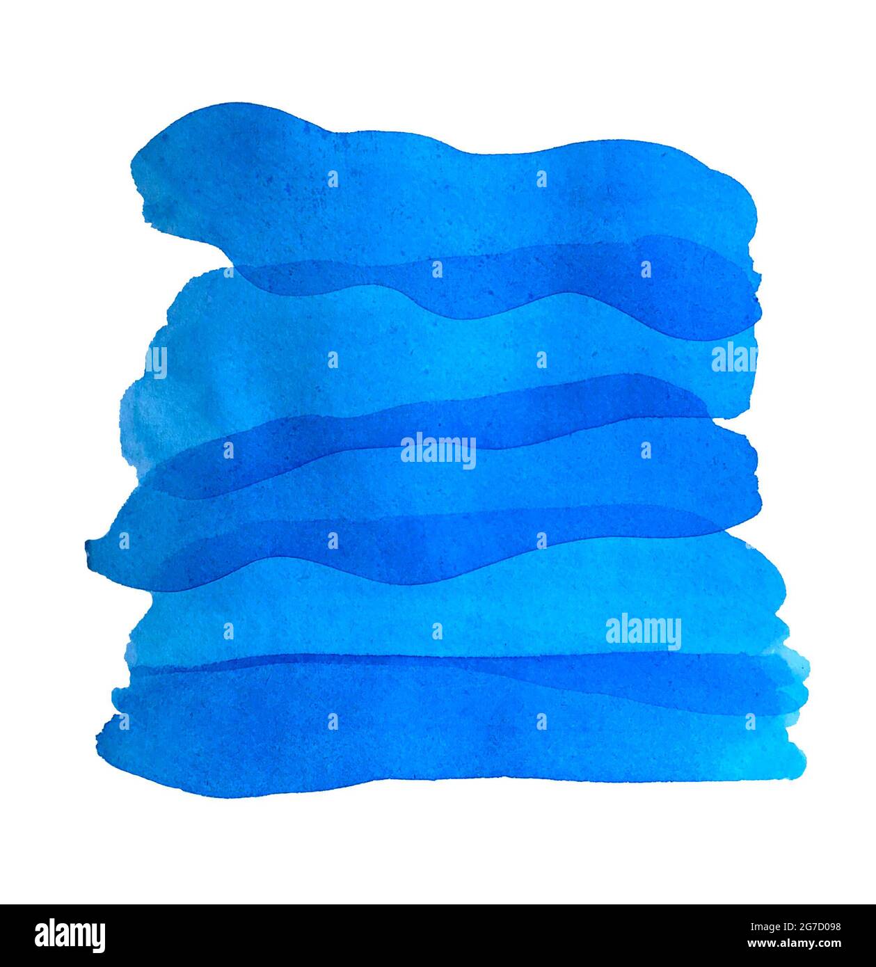 Sfondo acquerello blu righe texture, pennello, onde, mare, acqua. Per il tuo progetto. Foto Stock
