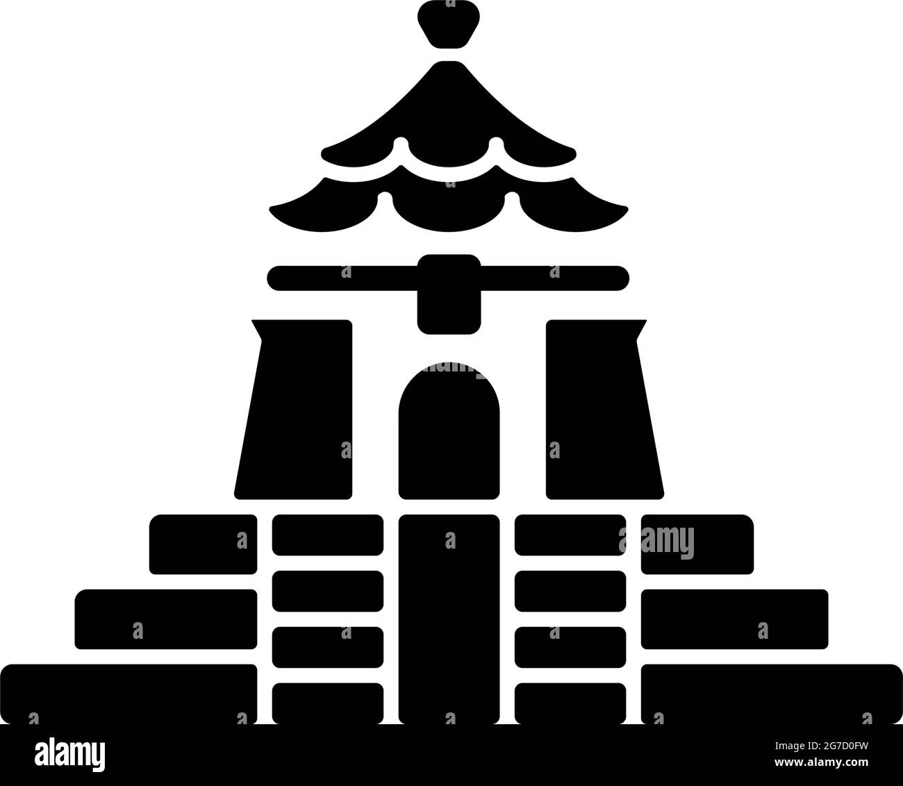 Chiang Kai Shek Memorial Hall icona glifo nero. Illustrazione Vettoriale