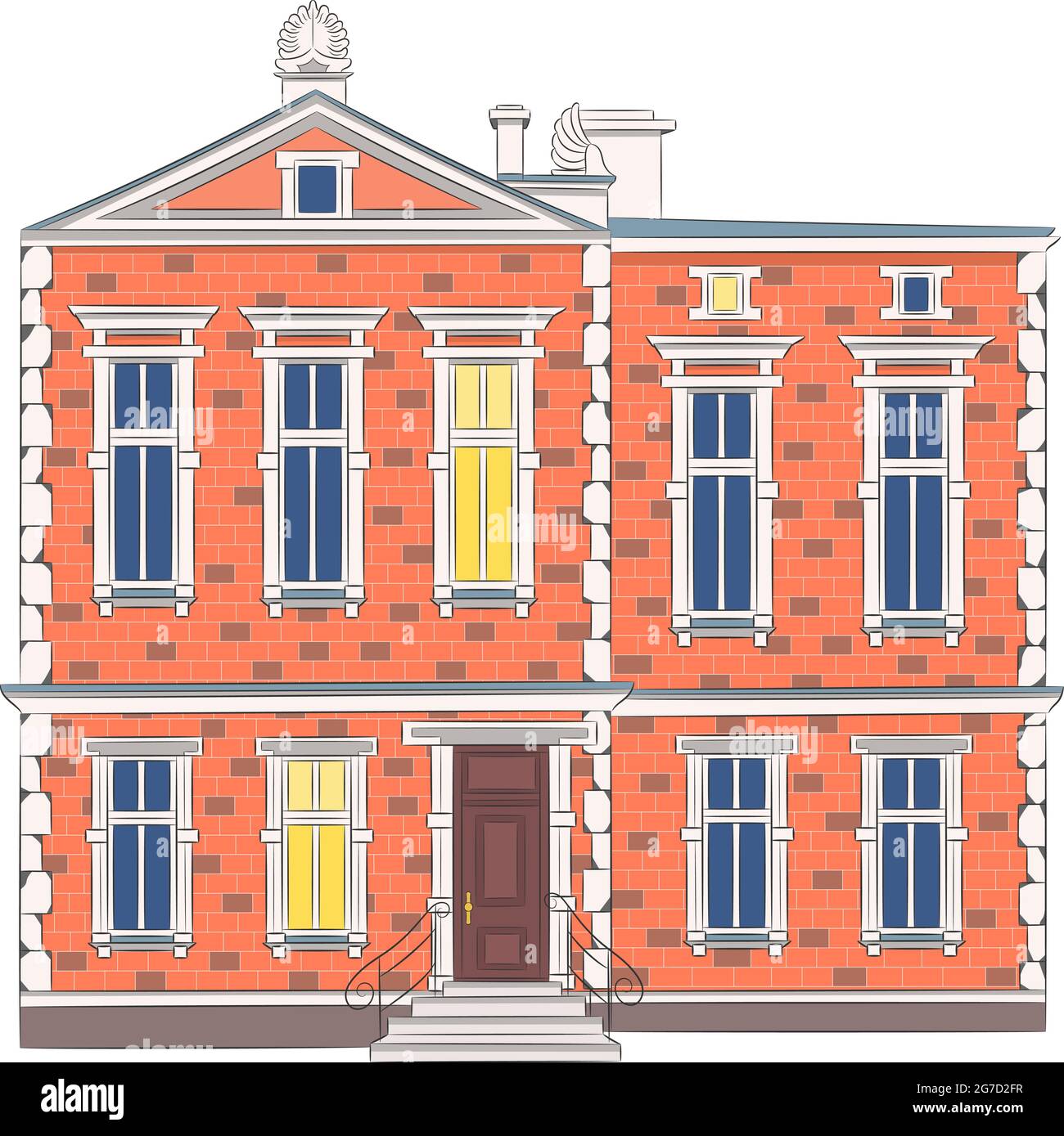 Vecchia bella casa con una facciata in mattoni rossi a Poznan. Polonia. Illustrazione Vettoriale