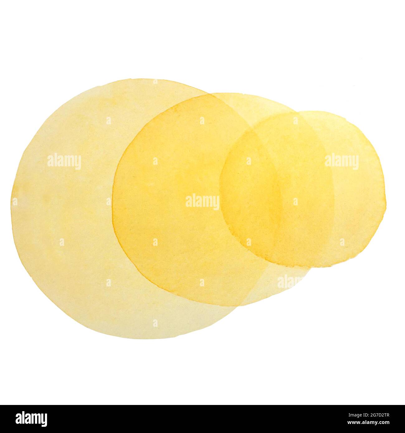 Sfondo di cerchi gialli ad acquerello che si sovrappongono l'uno all'altro, sovrapposti. Per il tuo progetto. Foto Stock