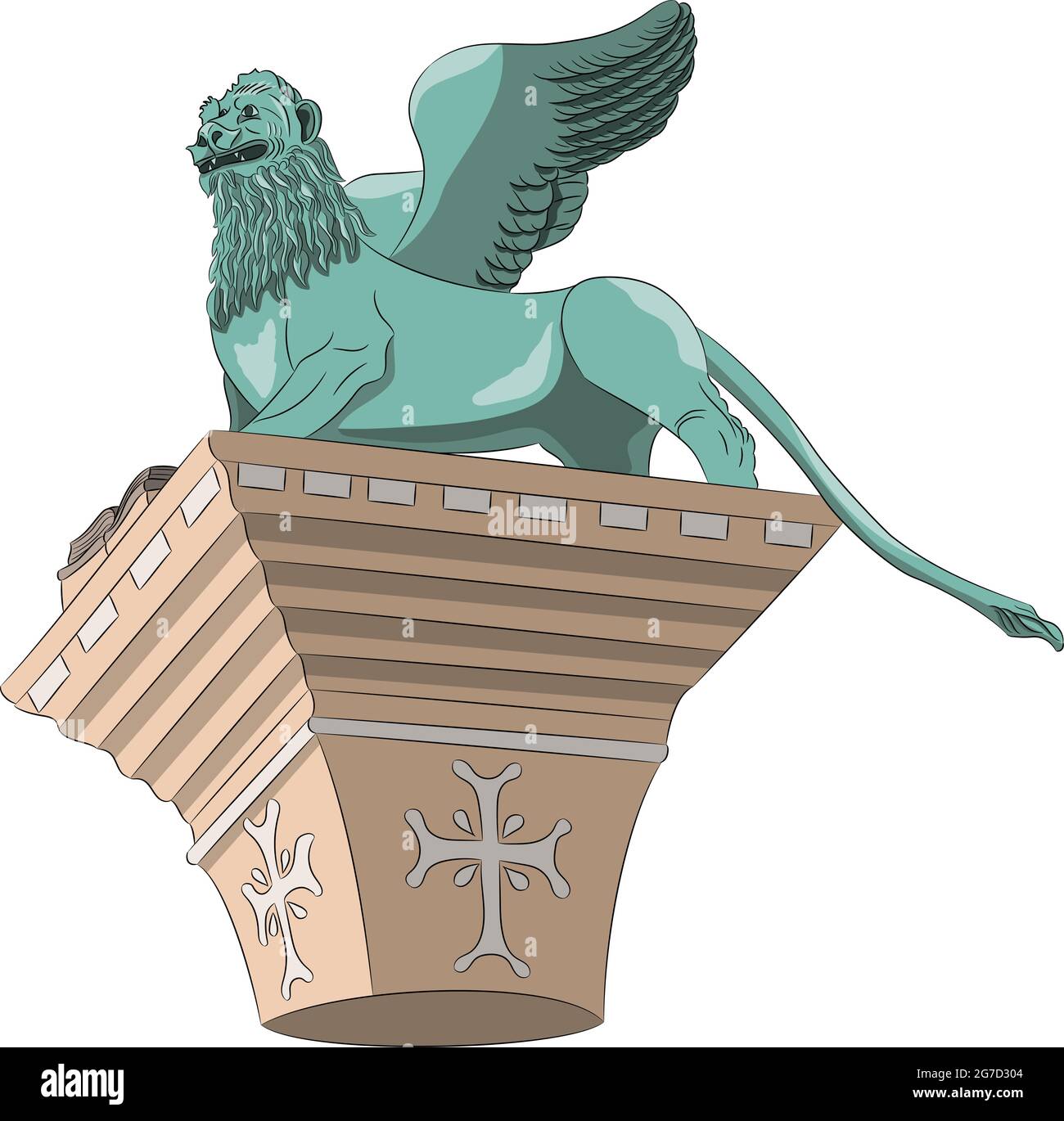 Il simbolo di Venezia è il leone alato di San Marco. Italia. Illustrazione Vettoriale
