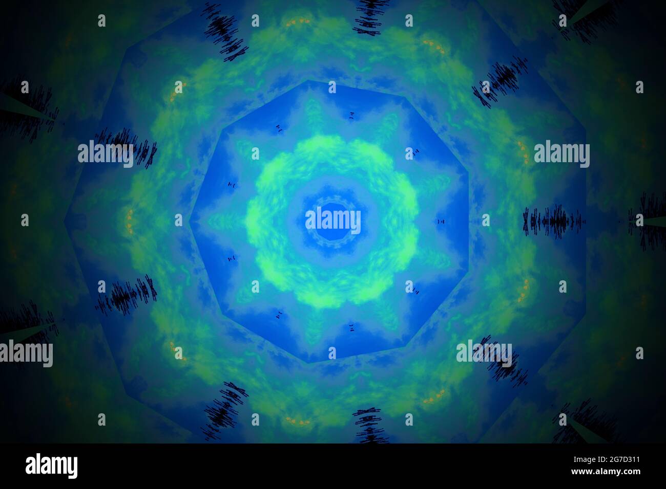 Forme blu, Mandala Design digitale, Mandala sfondo Foto Stock