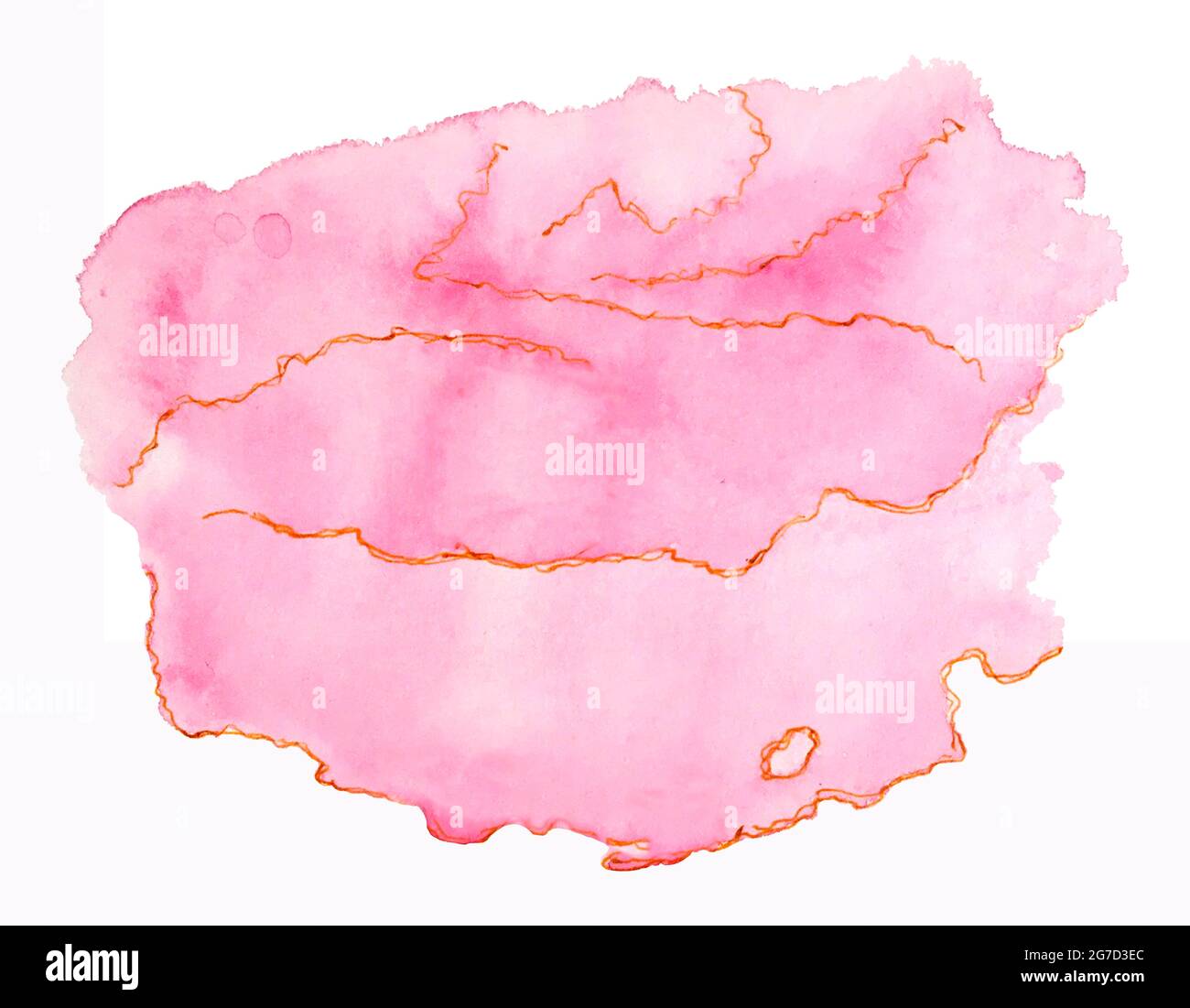 Sfondo astratto orizzontale ad acquerello con bordi rosa, dorati, linee, scrimbiglie. Sfondo, per striscioni, cartoline. Per il tuo progetto. Foto Stock