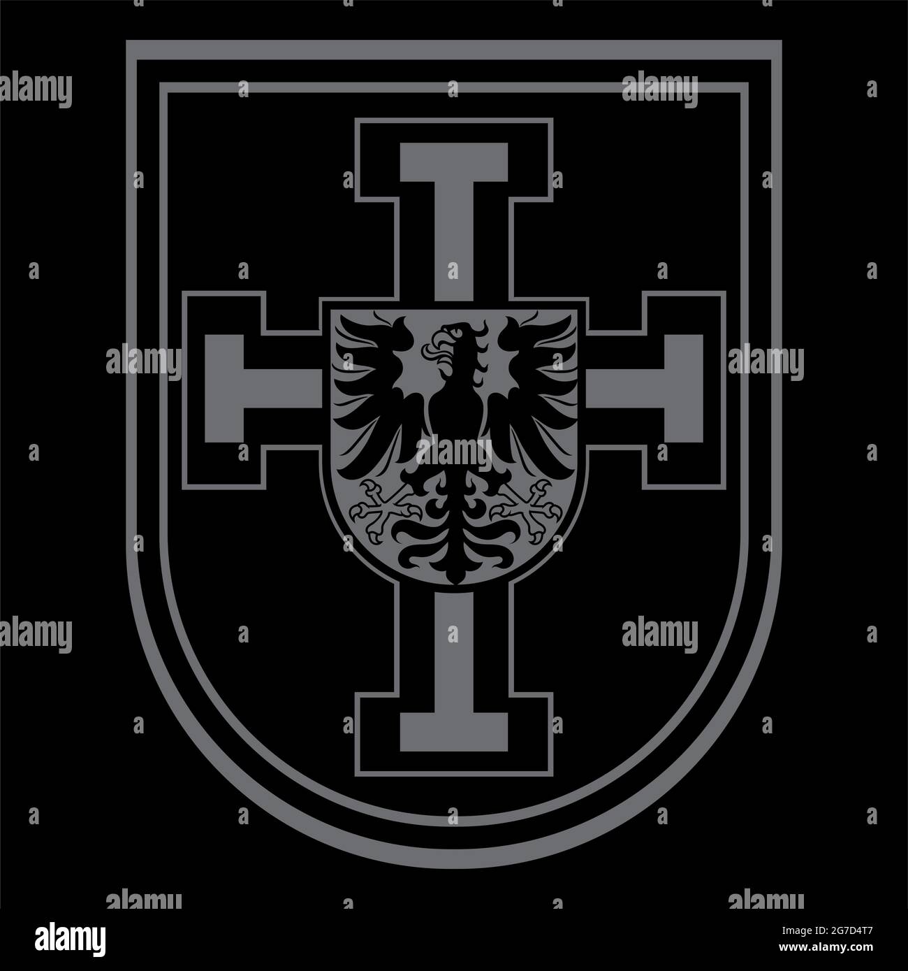 Design accattivante. Scudo dei Cavalieri Teutonici con Croce e Aquila Araldica Illustrazione Vettoriale