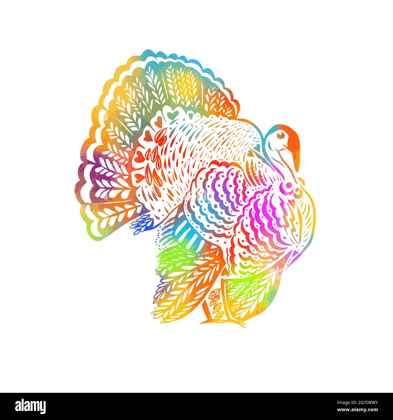 La Turchia è un oggetto grafico multicolore. Buon Ringraziamento. Illustrazione vettoriale Illustrazione Vettoriale