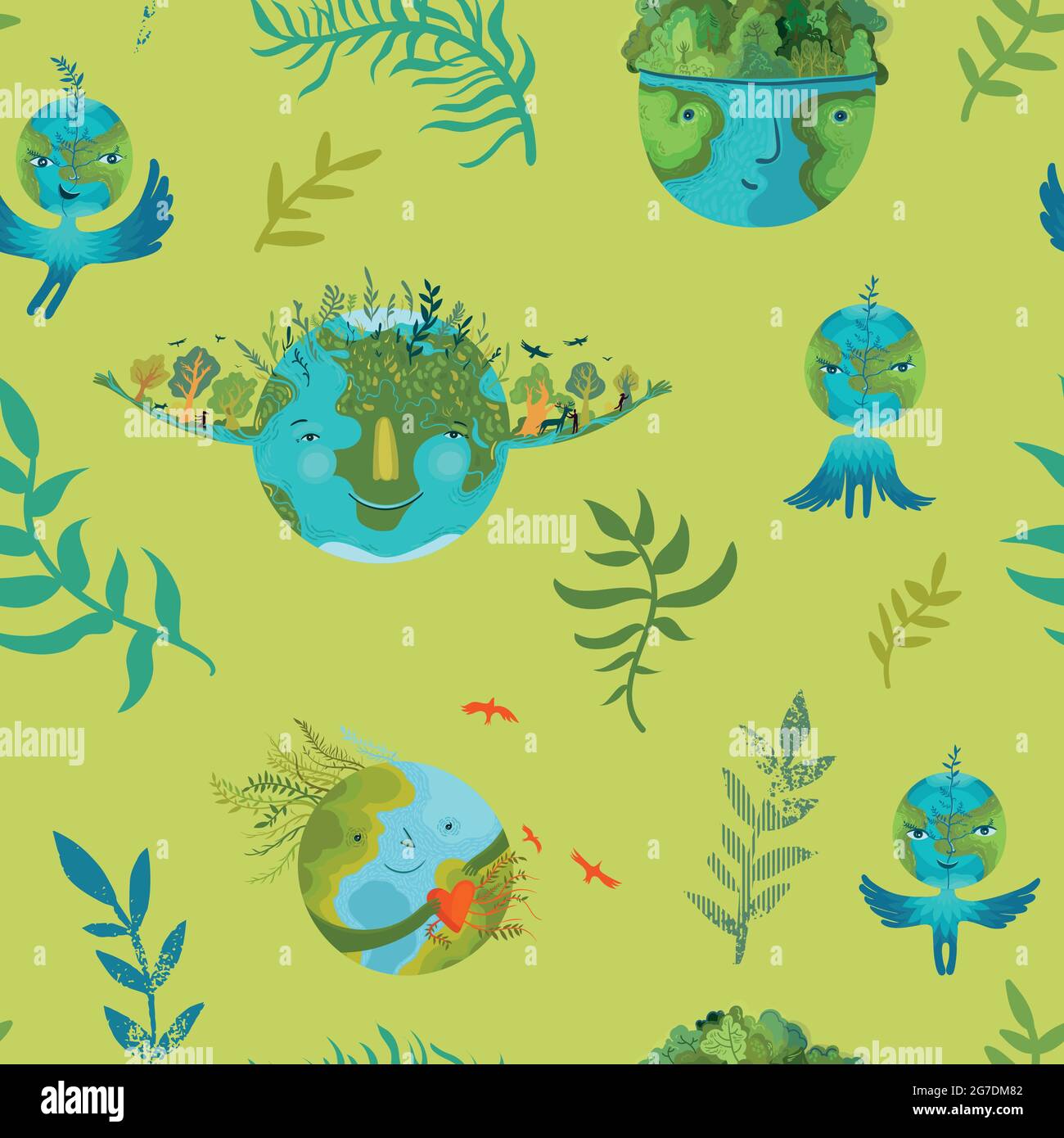 Vettore ecologico senza giunture con cute pianeta Terra Illustrazione Vettoriale