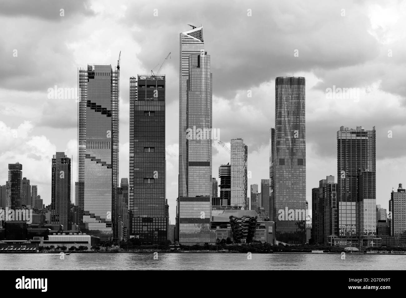 Il lato ovest di Midtown Manhattan, New York City. Il complesso Hudson Yards è ben visibile. Foto Stock