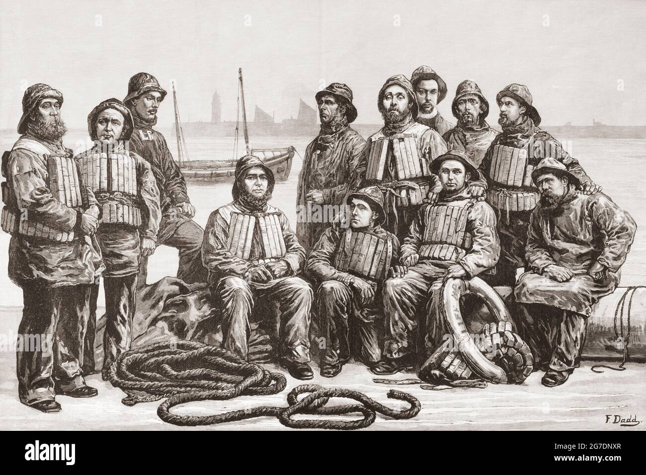 Un equipaggio di bagnino pronto per il servizio, 19 ° secolo. Dal London Illustrated News, pubblicato nel 1881. Foto Stock